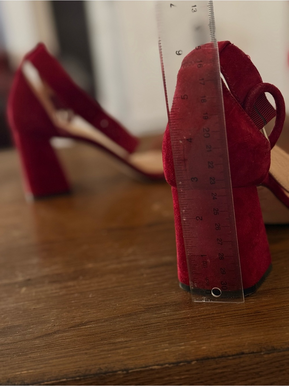 ANTONIO MELANI Red Suede Block Heel Sandals - Picture 2 of 5